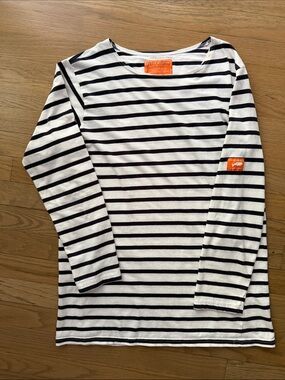 Peter Beaton Striped Sailor Tee in White with Navy  XL Nantucket  Boat Vacation